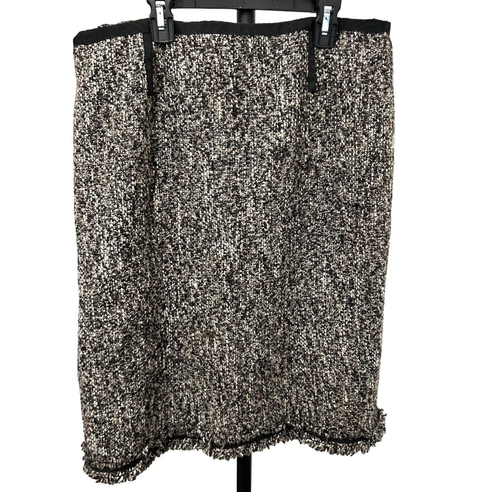 Talbots Sz 12 Tweed Skirt Black White Knee Length Preppy Old Money Classic